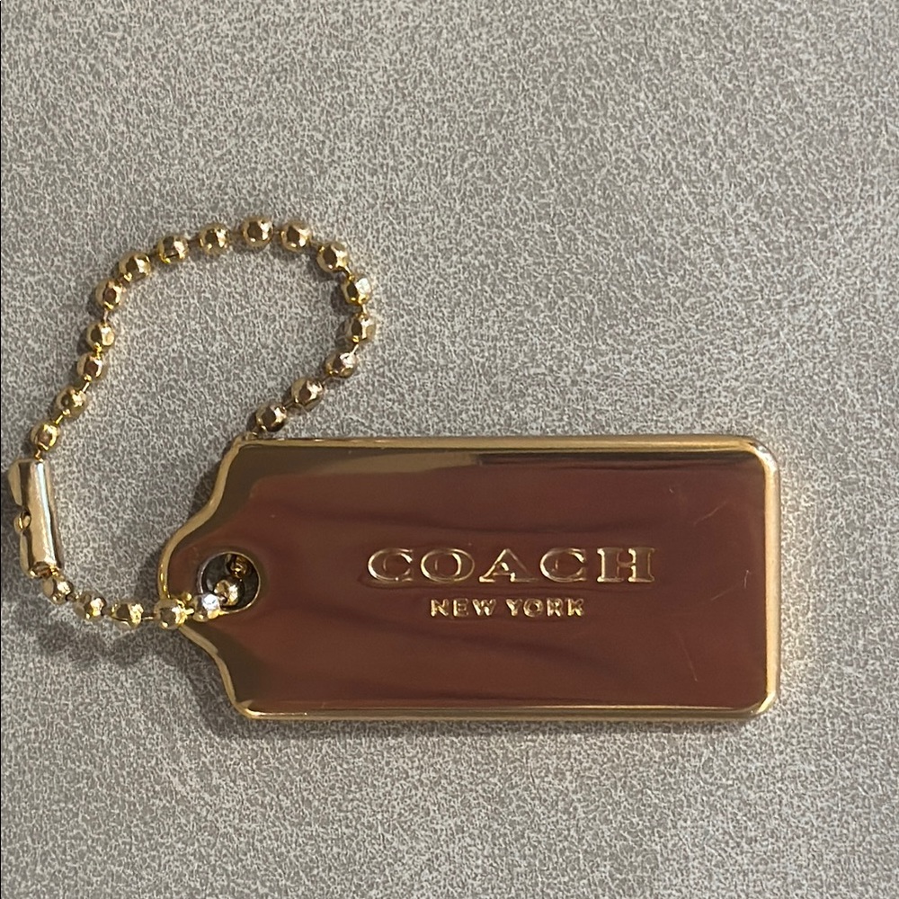 Coach Gold and Brown Tag Keychain